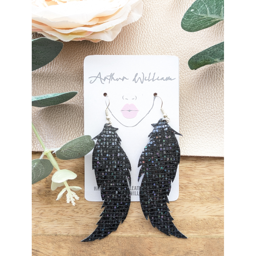 Black feather fine glitter