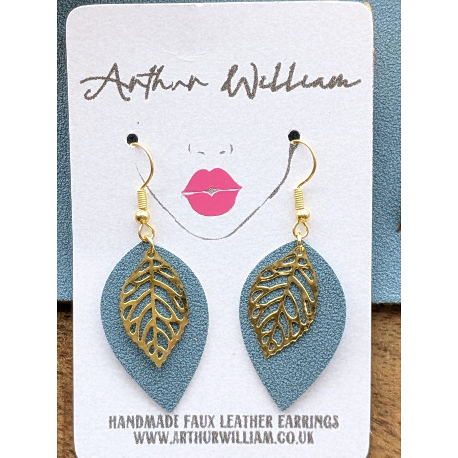 Light blue gold feather teardrop