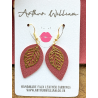 Burgundy red matte gold leaf mini teardrop