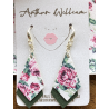 Pink floral triangular dangles