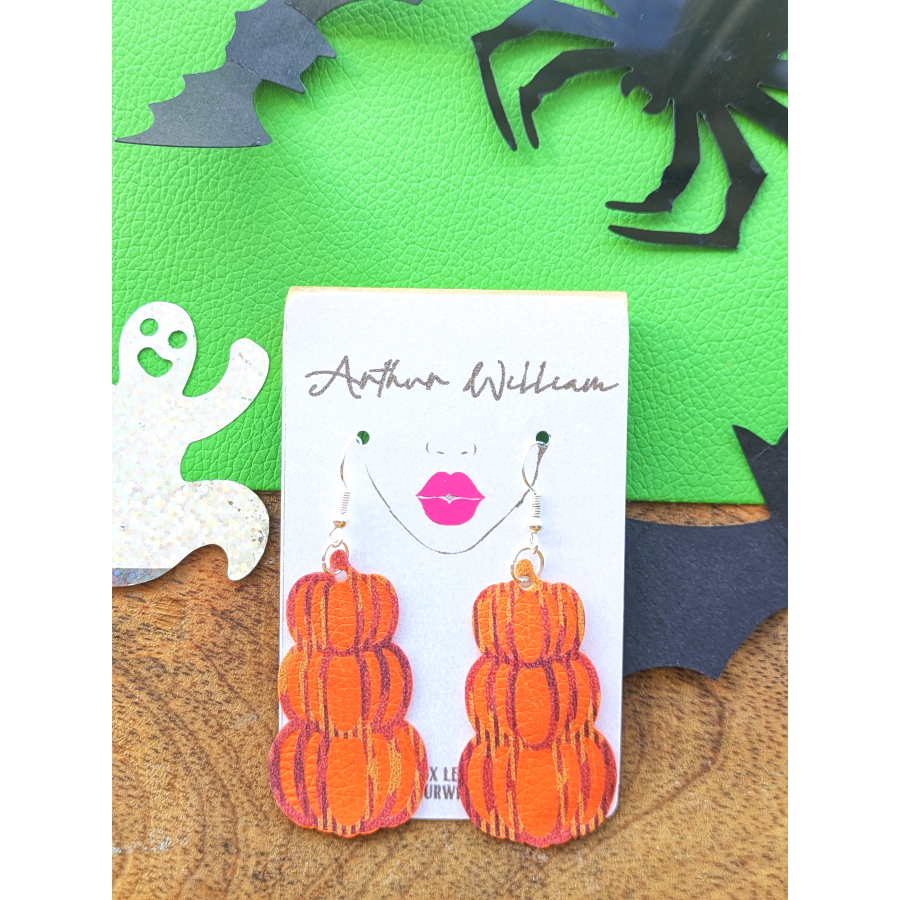 Triple stacked pumpkin earrings