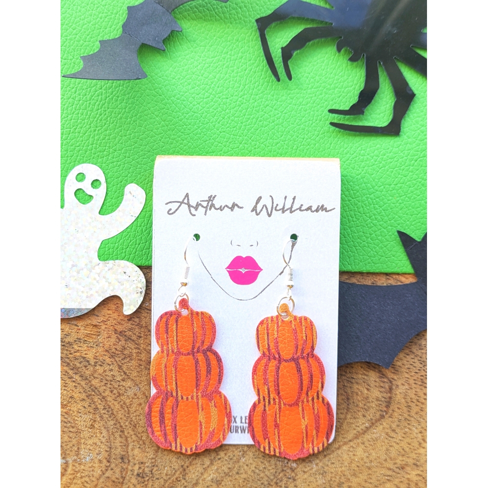 Triple stacked pumpkin earrings