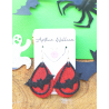 Black and Red fine glitter bat earrings