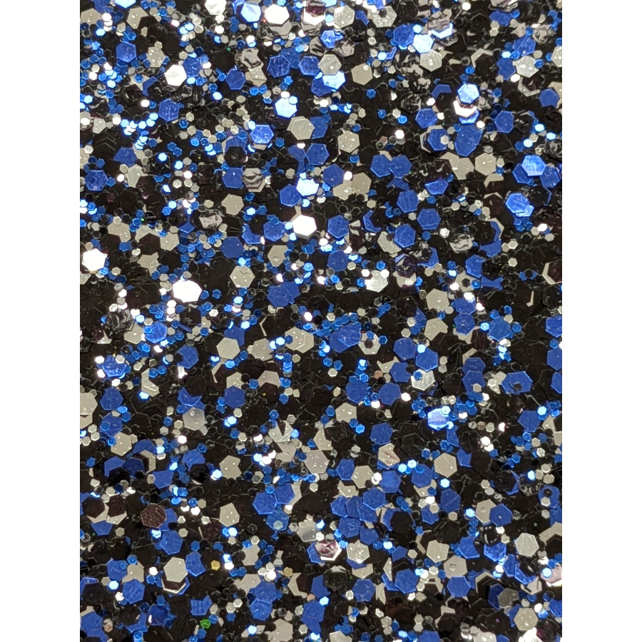 Black, blue and silver chunky glitter 6mm