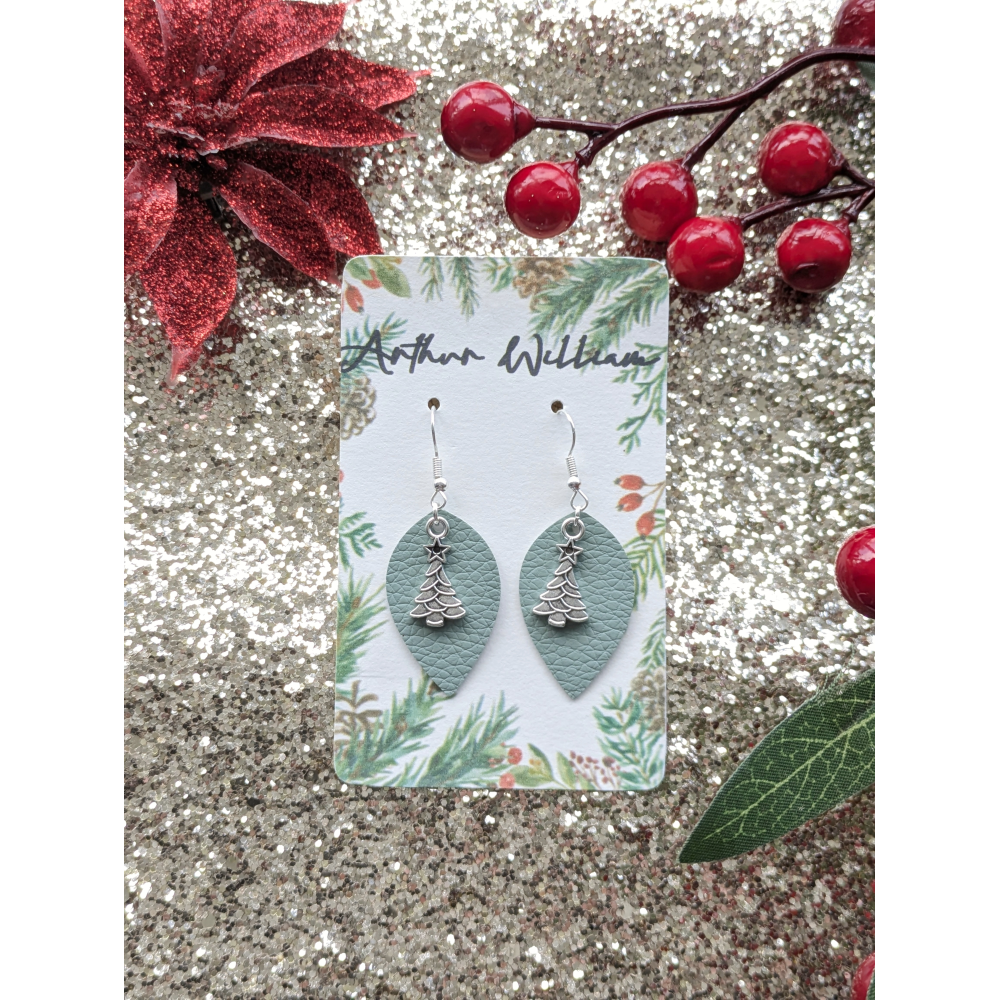 Green teardrops with tree charm