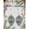 Green teardrops with tree charm