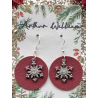 Berry red circles with snowflake charms