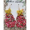 Red, green and white teardrops with gold bow