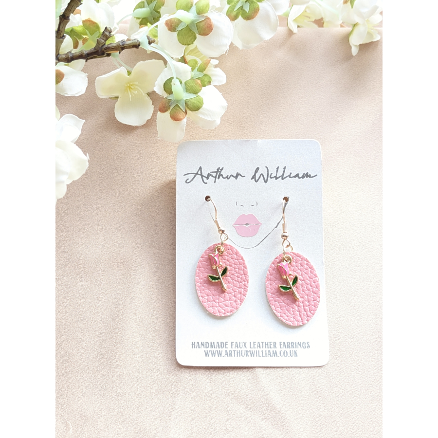 Pink rose mini dangles