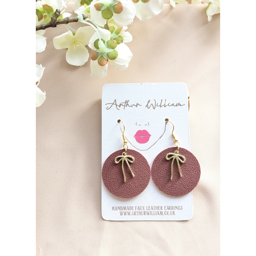 Wine red bow mini dangles