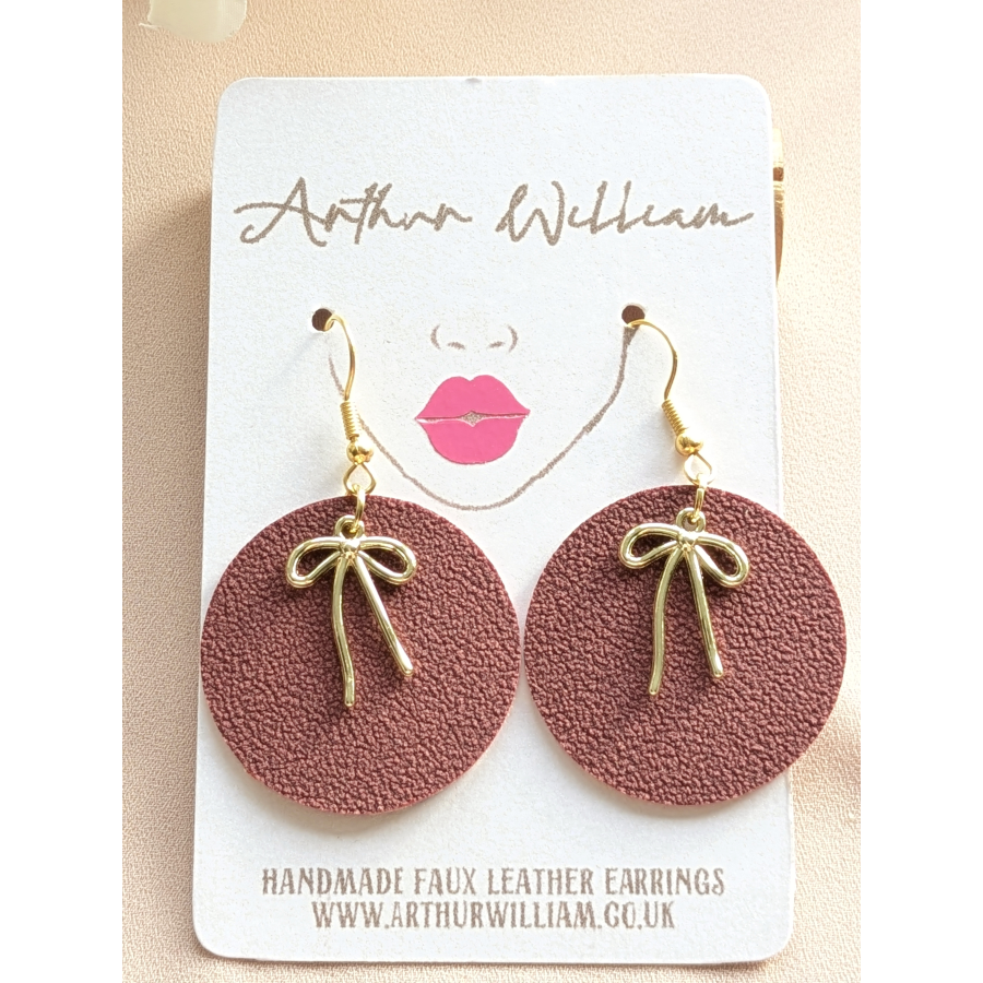 Wine red bow mini dangles