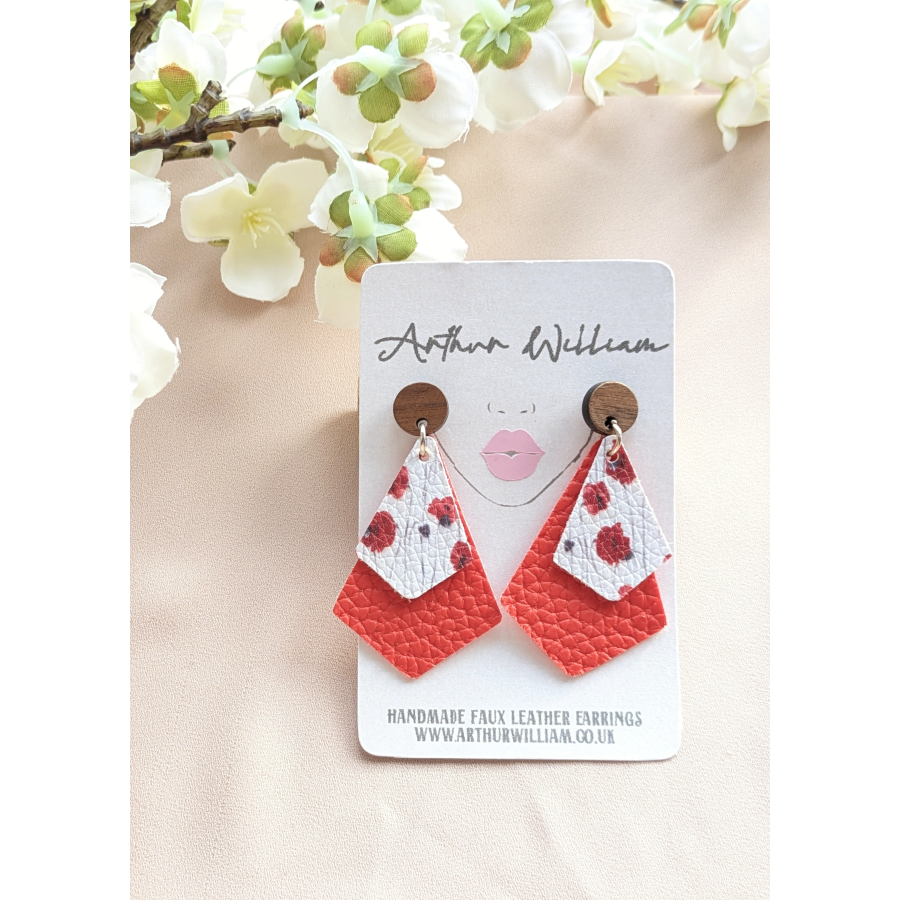 Red poppy triangle mini dangles