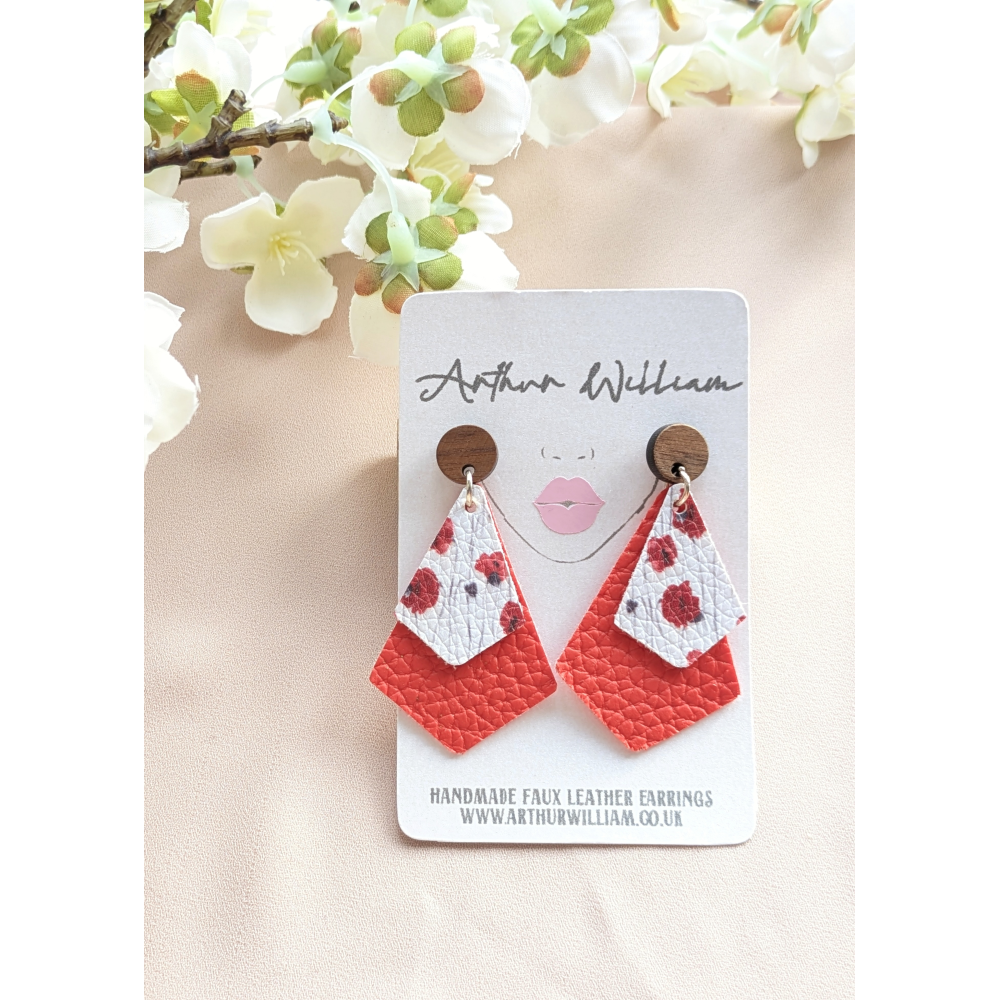 Red poppy triangle mini dangles