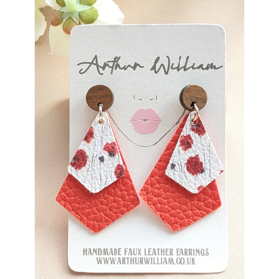 Red poppy triangle mini dangles