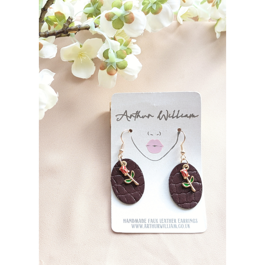 Wine red rose mini dangles