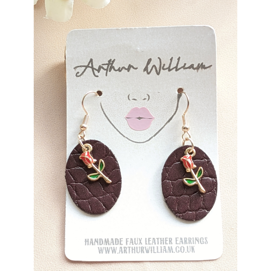 Wine red rose mini dangles