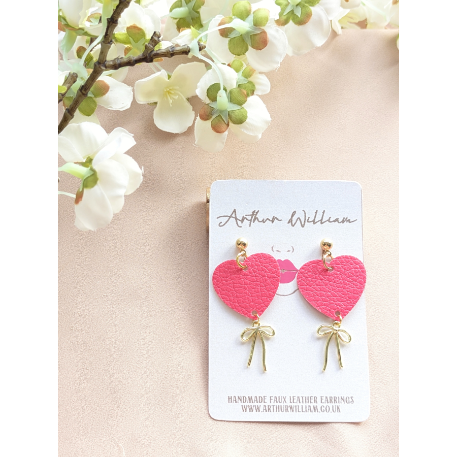 Pink heart bow mini dangles