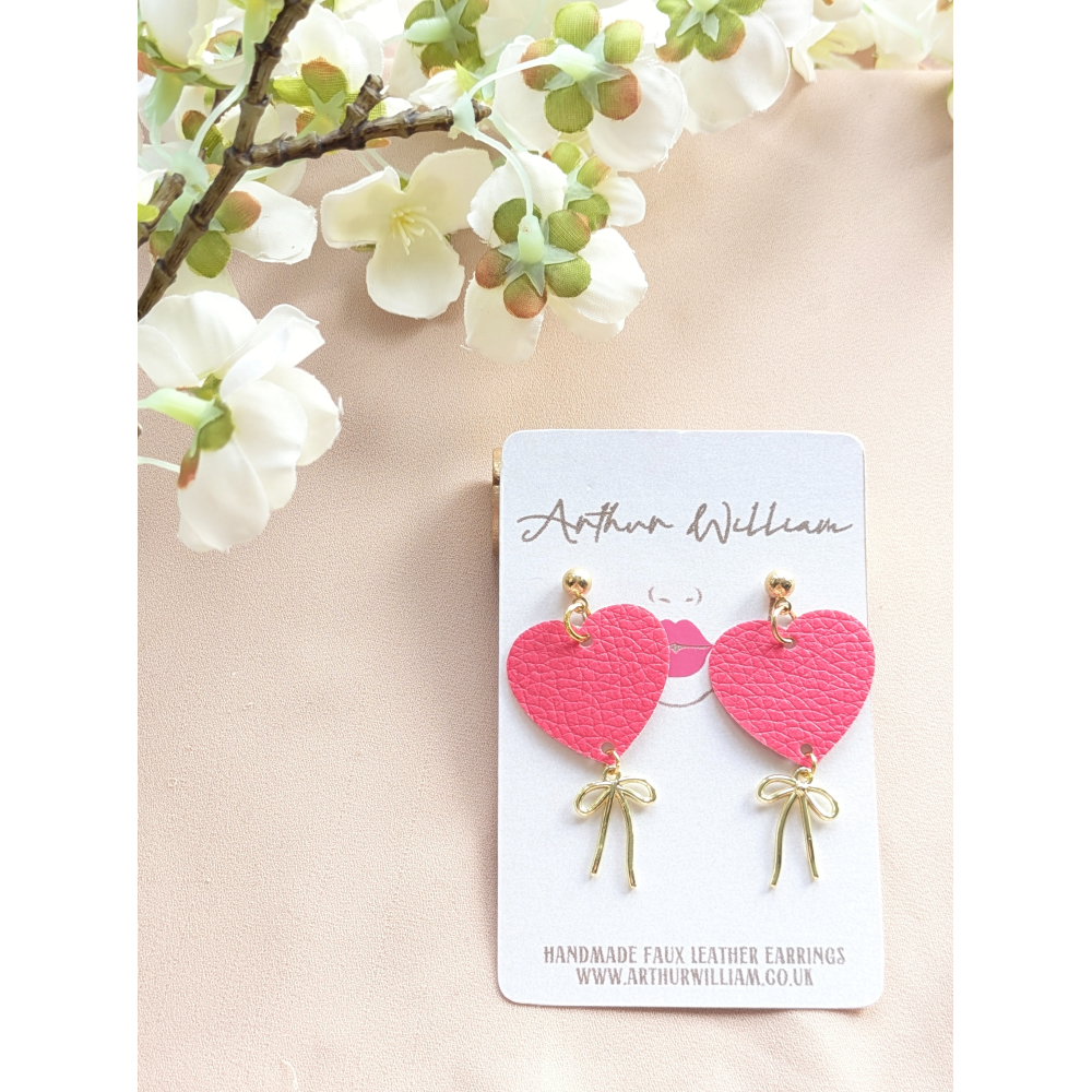 Pink heart bow mini dangles