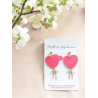 Pink heart bow mini dangles