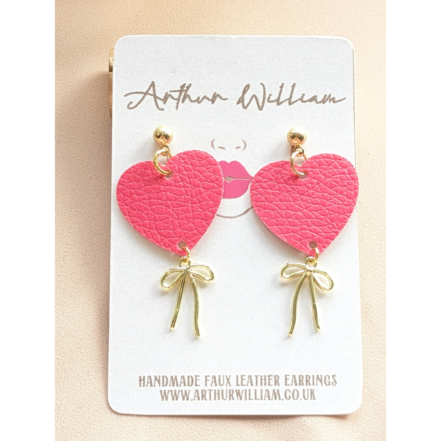 Pink heart bow mini dangles