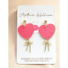 Pink heart bow mini dangles