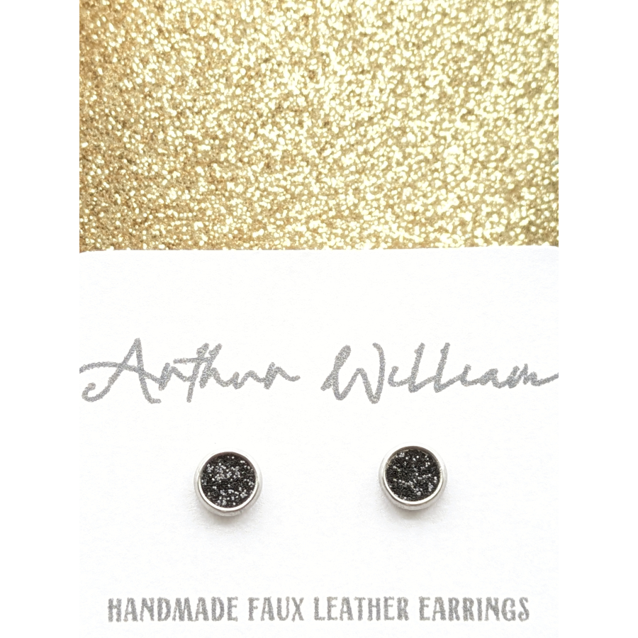 Black fine glitter 6mm studs