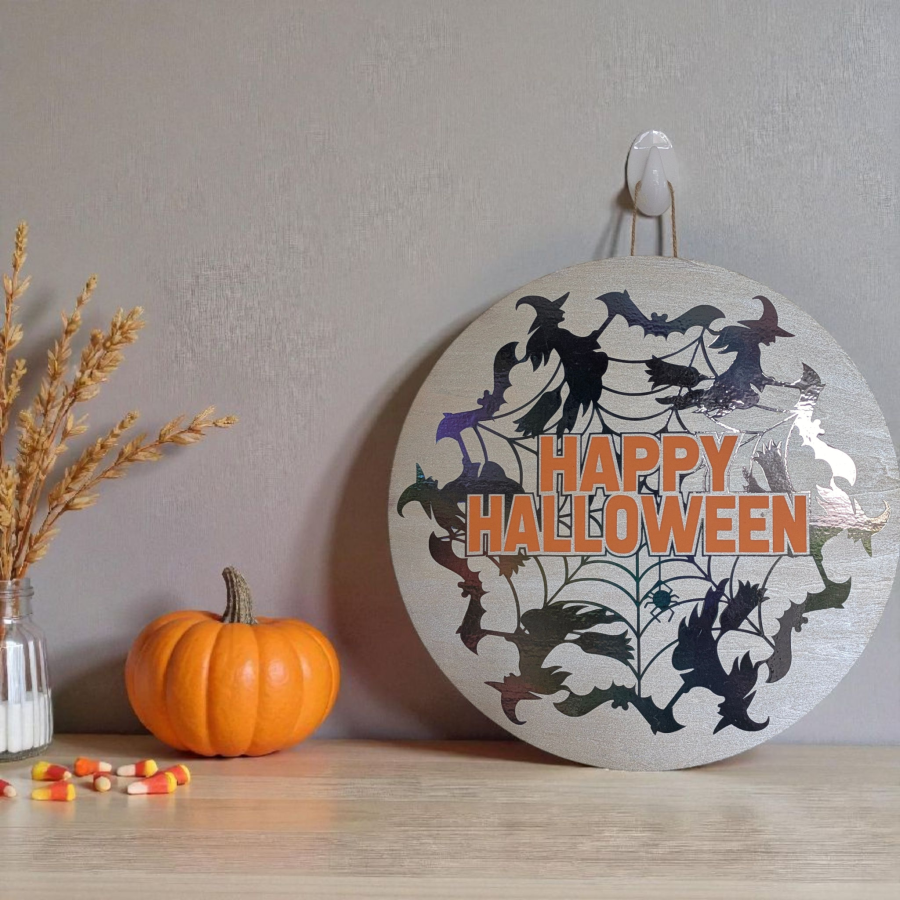 Happy Halloween witches door sign