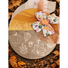 Mustard yellow autumn leaves wooden sign
