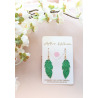 Green fine glitter feather dangles