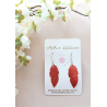 Red fine glitter feather dangles